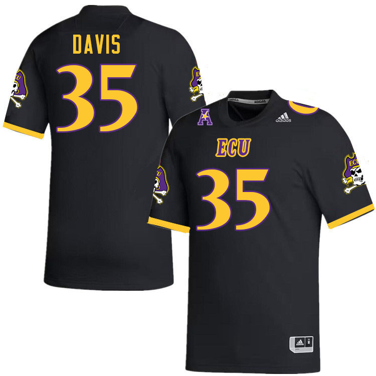 #35 Kieran Davis East Carolina Pirates College Football Jersey Stitched-Black
